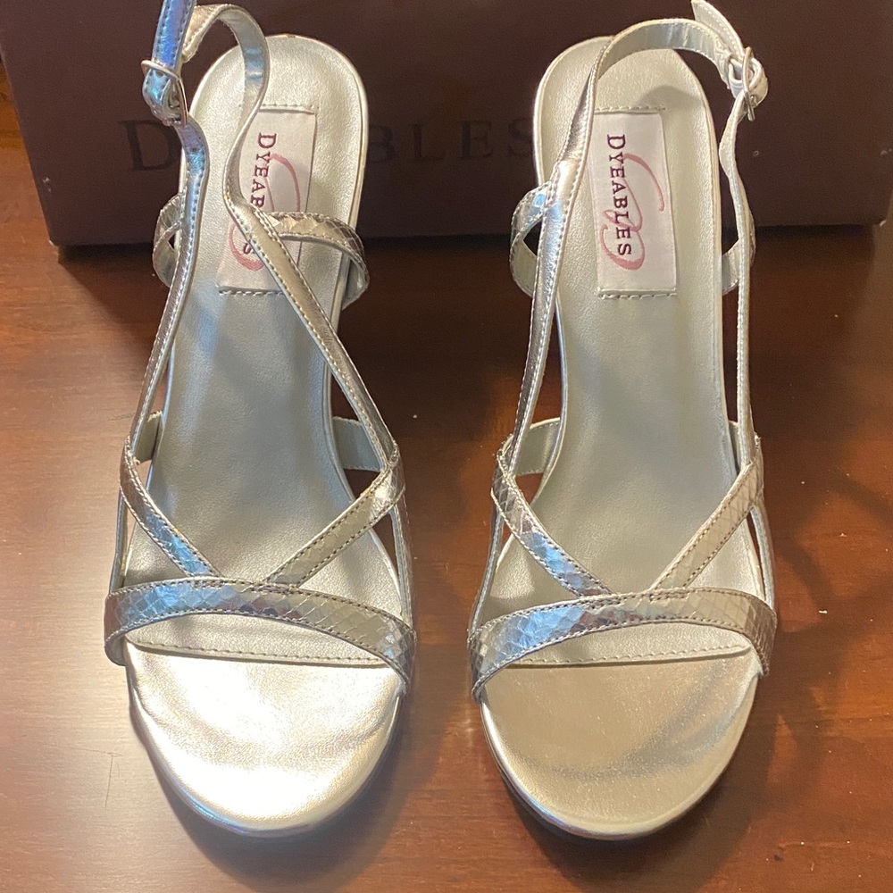 Dyeables Silver Strappy Heels